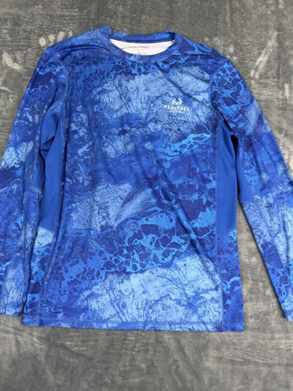 Realtree Mens Blue Camo Long Sleeve Fishing Shirt M